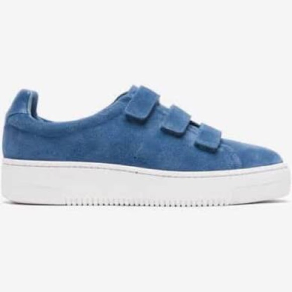 Sandro Blue Suede Velcro Platform Sneakers